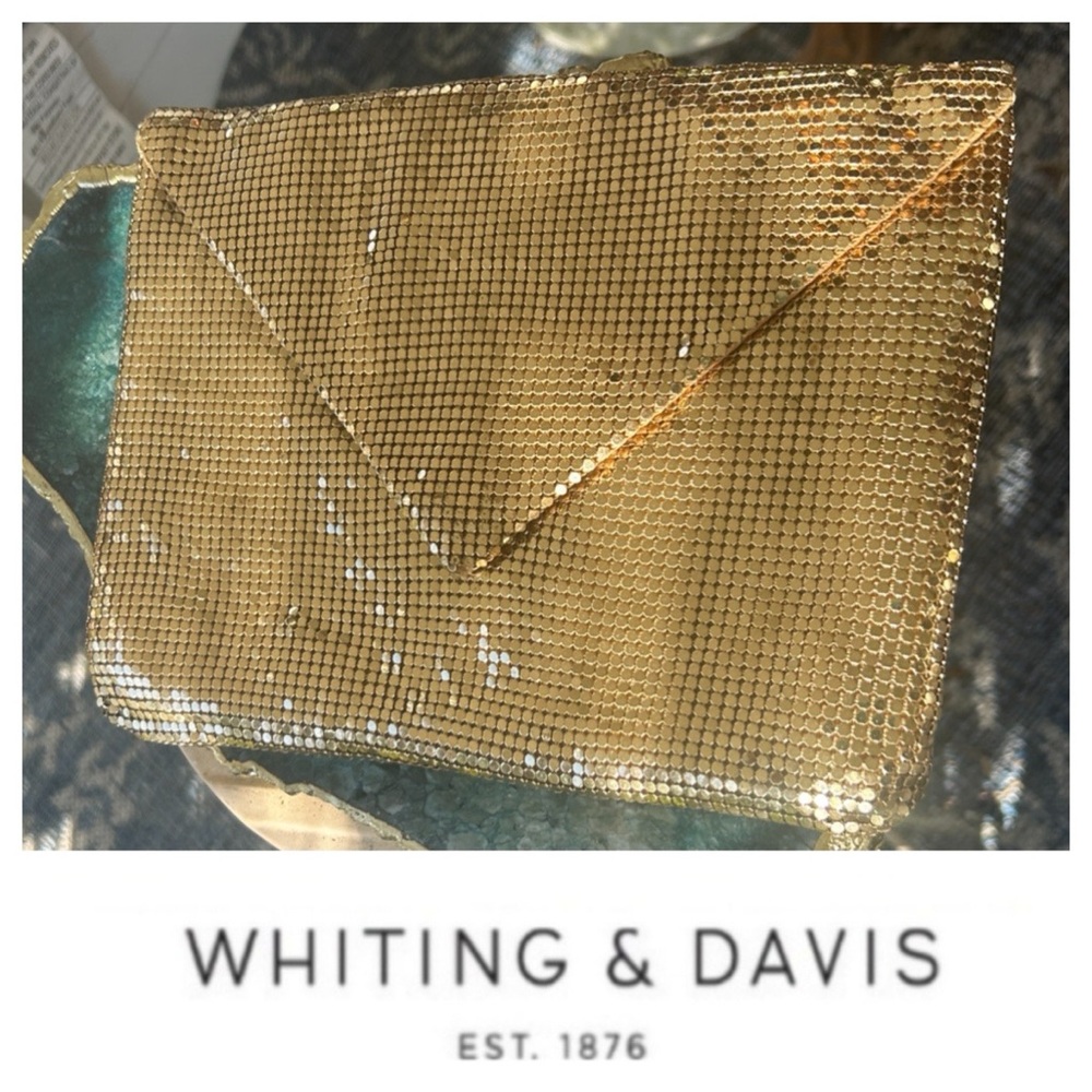 Vintage Gold Metal Mesh Envelope Clutch Bag